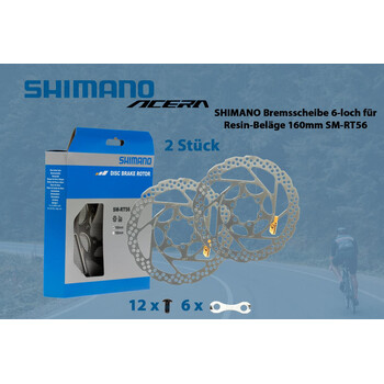 2 Stck SHIMANO Bremsscheibe 6 Loch 160mm SM-RT56 Disc...