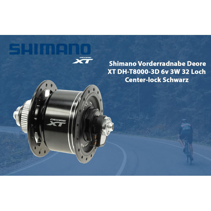 Shimano Deore XT DH-T8000-3D Nabendynamo 6V 3W Disc Centerlock schwarz