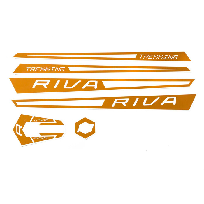 Fahrrad DEKOR Satz Aufkleber Rahmen frame Decal Sticker RIVA Label braun weiß