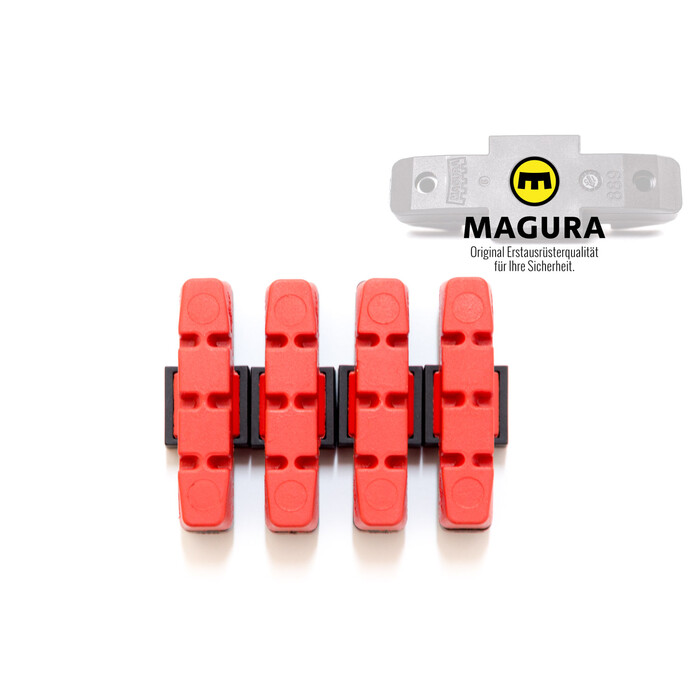 4 Stück MAGURA Original Bremsbelag hydraulische Felgenbremse HS11 22 24 33 66 rot