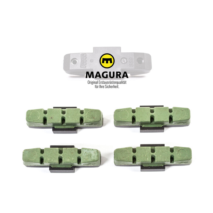 4 Stück original MAGURA  Brems Beläge hydraulische Felgenbremsen HS11 33 grün Brake Pads