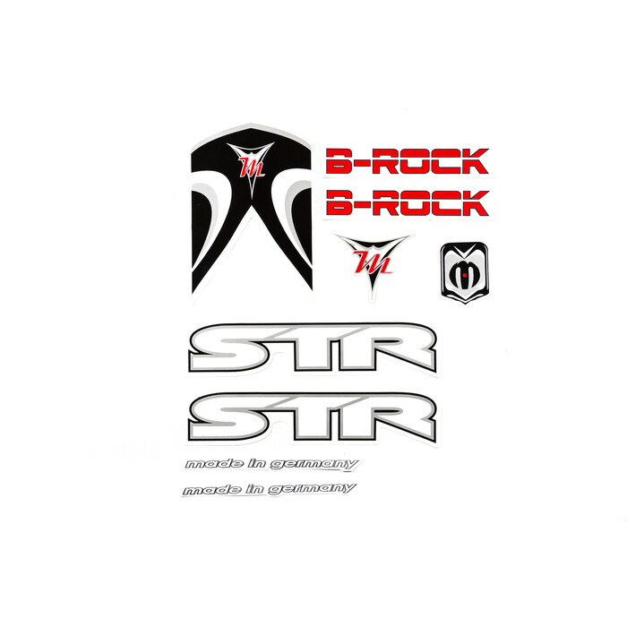 Fahrrad DEKOR Satz Aufkleber Rahmen frame Decal Sticker STR B-Rock weiß schwarz rot