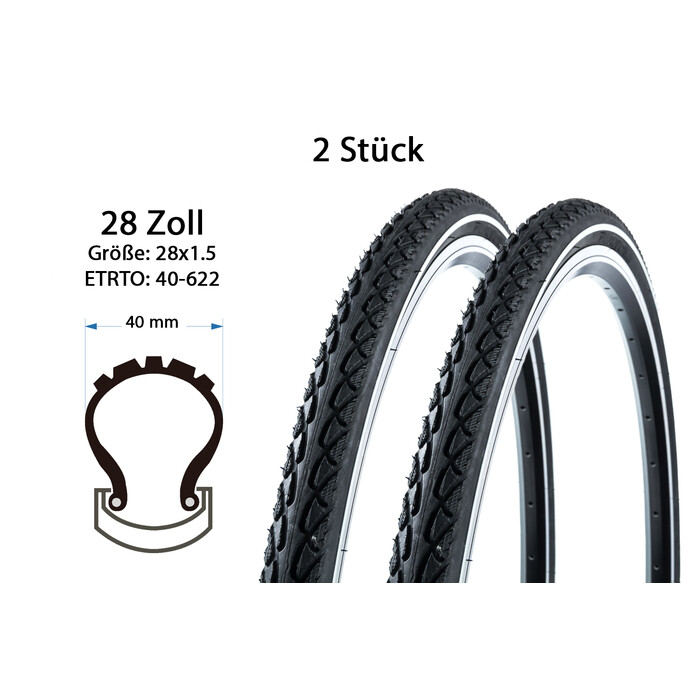 2 Stück 28 Zoll Innova Trekkingbike Fahrrad Reifen Mantel Decke Tire 622x40 schwarz