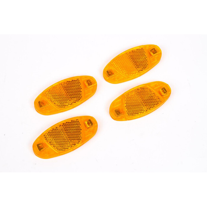 4 Stück Fahrrad Speichen Reflektoren Speichenstrahler Set Katzenaugen Strahler orange gelb