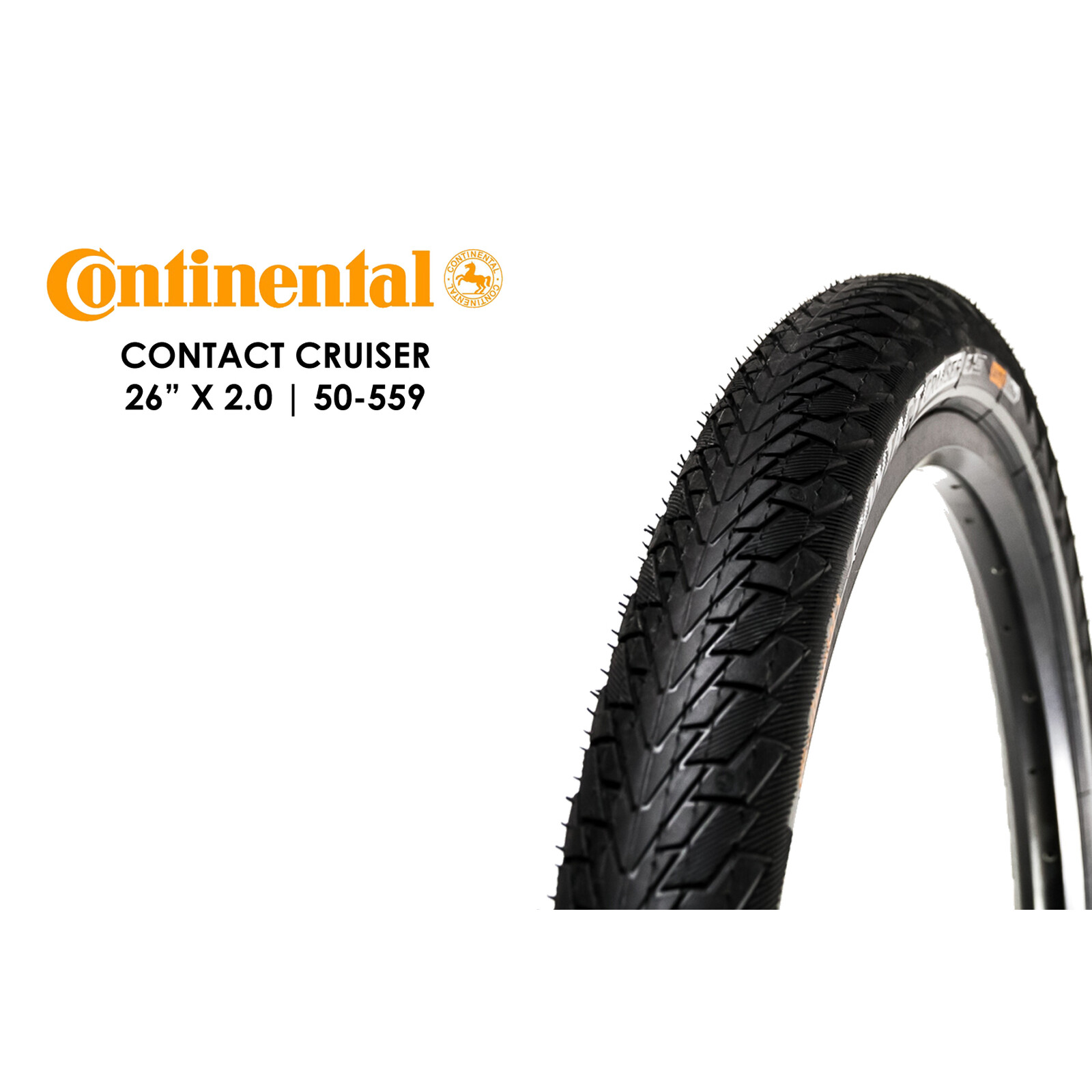 Conti Fahrrad Reifen Ride Cruiser Draht 26x2.20" 55-559 schwarz/schwarz Reflex 