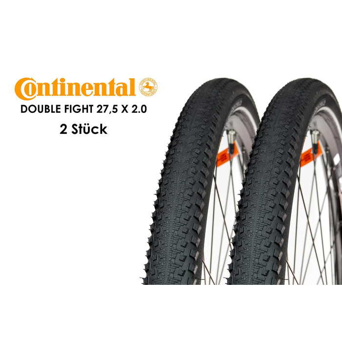 2 Stck CONTINENTAL Double Fighter 27,5 x 2.0 Fahrrad Reifen 50-584 Drahtreifen Wire Mantel Decke Tire Reflex